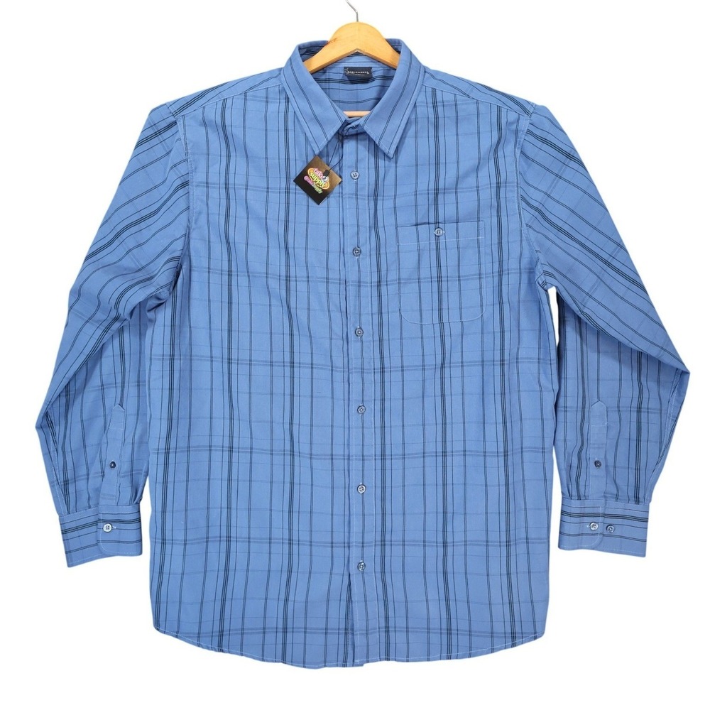 R&R‎ Casual Button Down Mens XXL Blue Excellent Plaid Pattern